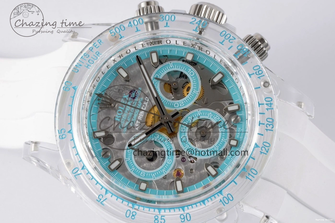 1221 Daytona Transparent IPK Best Edition Transparent Blue Dial on White Rubber Strap SA HighQuality 1969